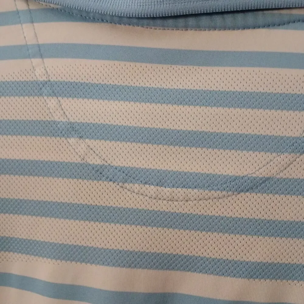 Vintage Men's Polo Shirt Blue Stripes Golf Y2K Retro Country Club Oversized**